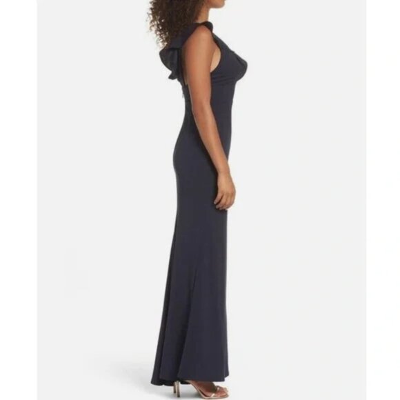 Lulus Perfect Opportunity Plunge Neckline Fall‎ Chic Navy Blue Maxi Dress - Picture 2 of 10
